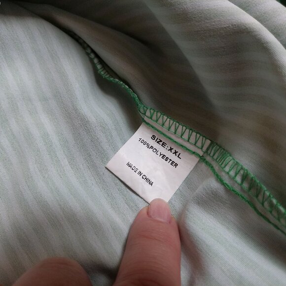 Shirt button-down XXL NEW Green Striped Blouse Long Sleeve Top Blouse - Picture 8 of 8